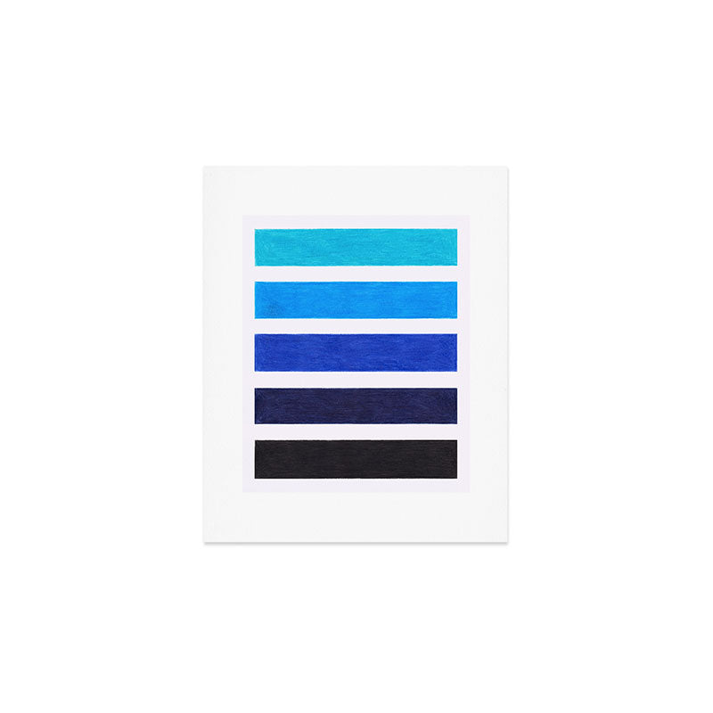 Colorful Blue Stripe Pattern Art Print Gallery Image 1