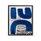 Colorful Mid Century Modern Abstract Fun Shapes Patterns Navy Blue Abstract Expressionism Framed Canvas Print Gallery Image 6