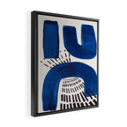 Colorful Mid Century Modern Abstract Fun Shapes Patterns Navy Blue Abstract Expressionism Framed Canvas Print Gallery Image 2