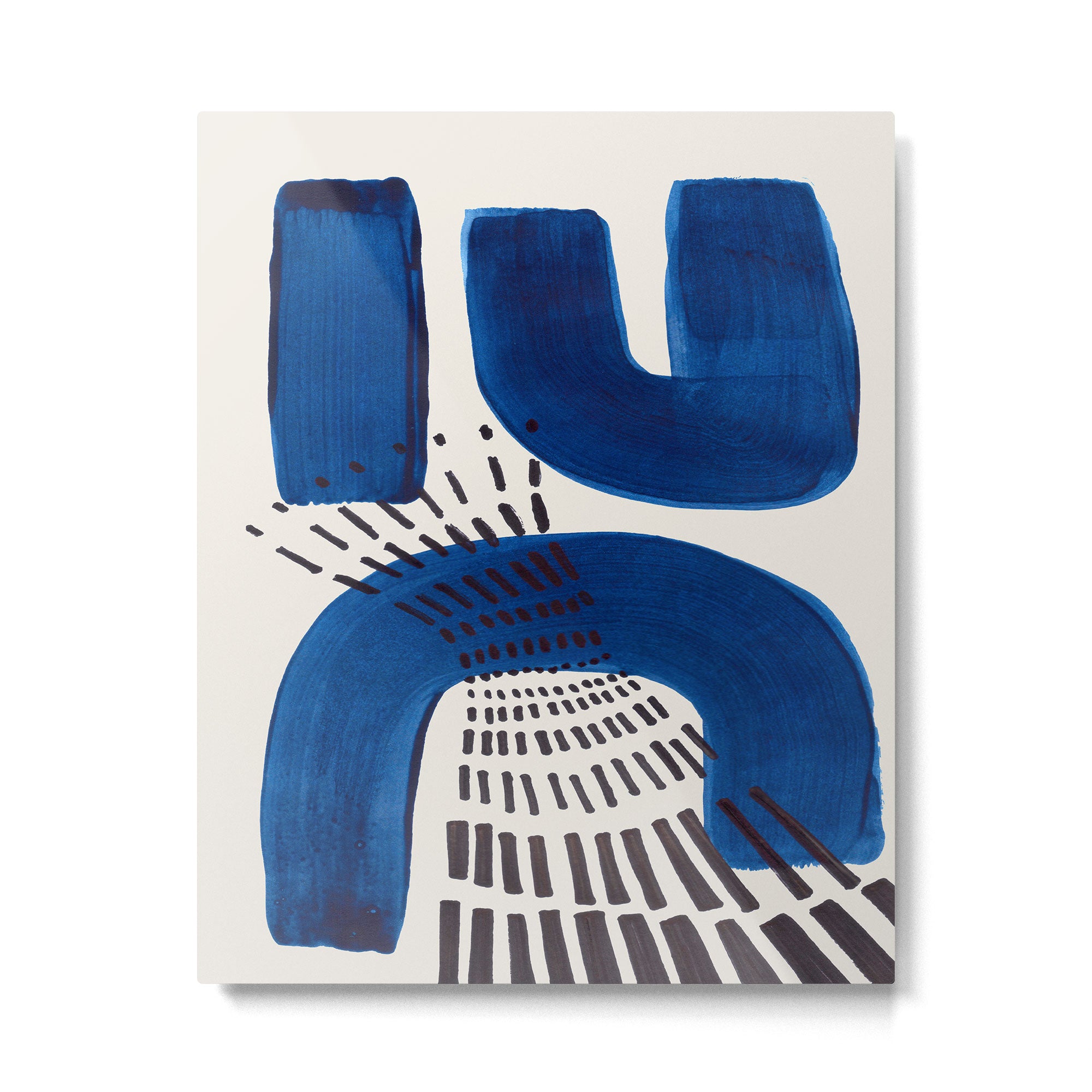 Colorful Mid Century Modern Abstract Fun Shapes Patterns Navy Blue Abstract Expressionism Metal Print Gallery Image 4