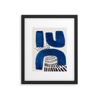Colorful Mid Century Modern Abstract Fun Shapes Patterns Navy Blue Abstract Expressionism Framed Art Print Gallery Image 5