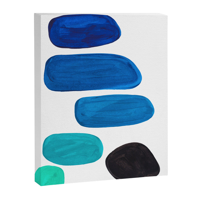 Colorful Mid Century Modern Pop Art Minimalist Style Teal Blue Aquamarine Bubbles White Background Canvas Print Gallery Image 1
