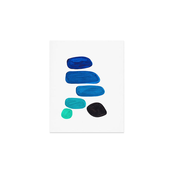 Colorful Mid Century Modern Pop Art Minimalist Style Teal Blue Aquamarine Bubbles White Background Art Print Gallery Image 1