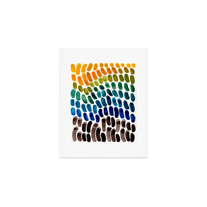 Colorful Rainbow Watercolor Organic Patterns Natural Shapes Playful Art Mid Century Modern Tribal Ar Art Print Gallery Image 1