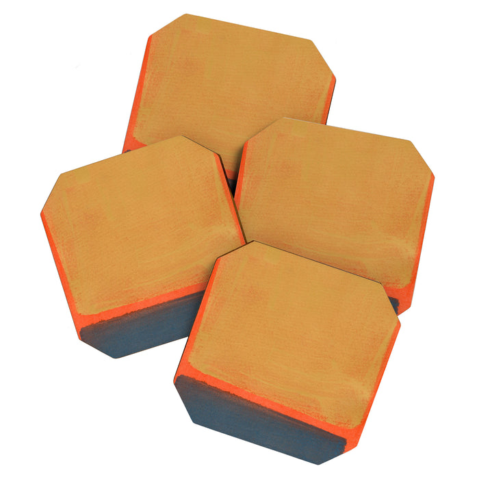 Colourful Field Lemon Slate Blue Coaster Gallery Image 1