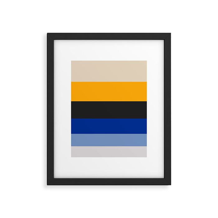Complementary Blue & Yellow Colorful Geometric Pattern Framed Art Print Gallery Image 1