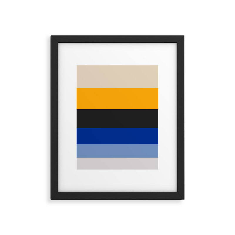Complementary Blue & Yellow Colorful Geometric Pattern Framed Art Print Gallery Image 4