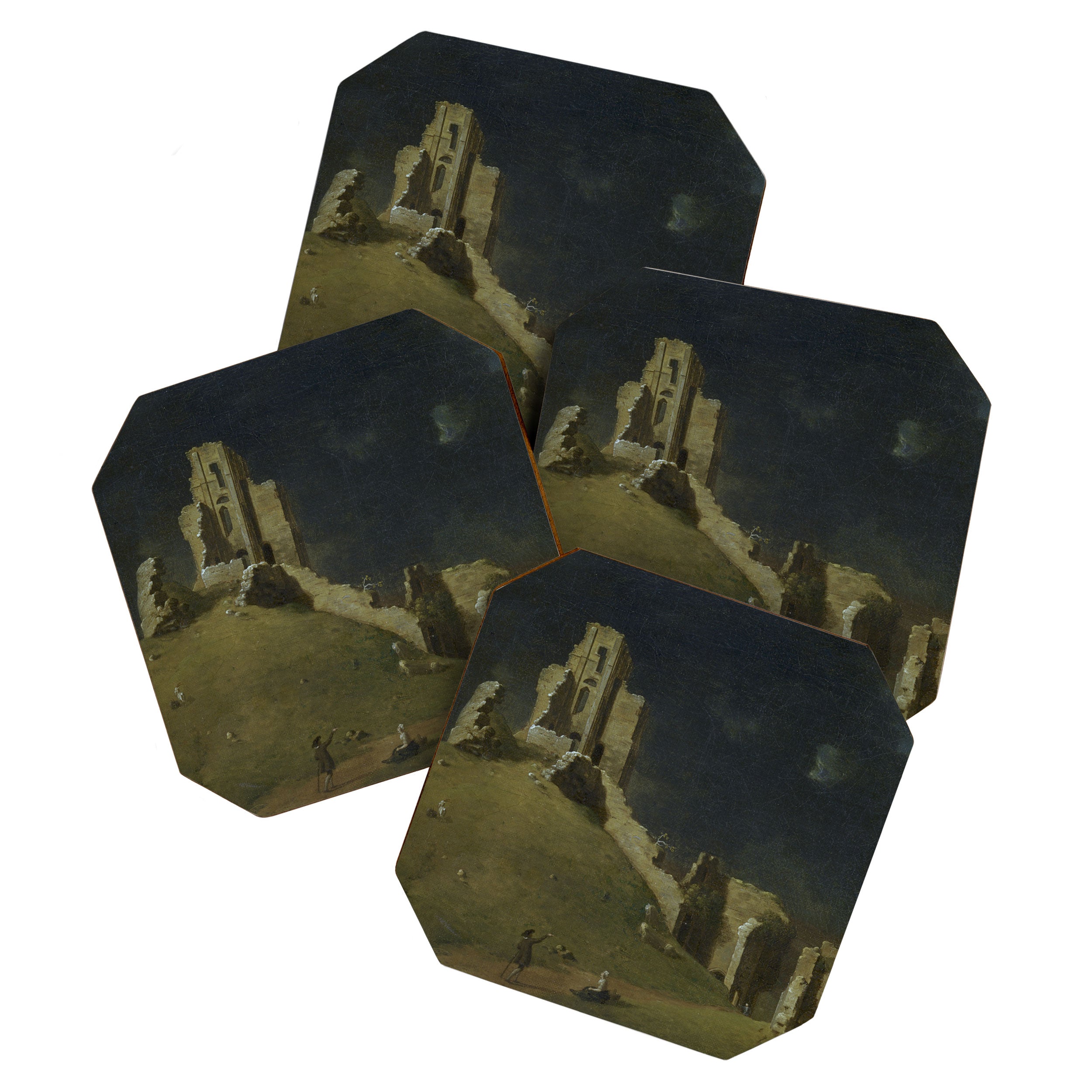 Corfe Castle, Dorset by John Inigo Richards Antique Oil Painting  Coaster Gallery Image 1