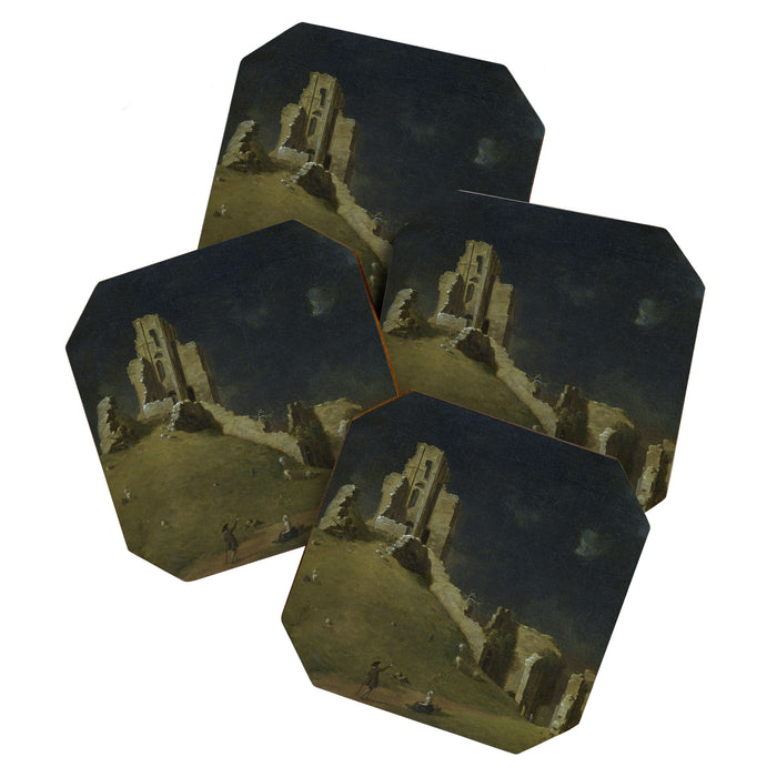 Corfe Castle, Dorset by John Inigo Richards Antique Oil Painting  Coaster Gallery Image 1