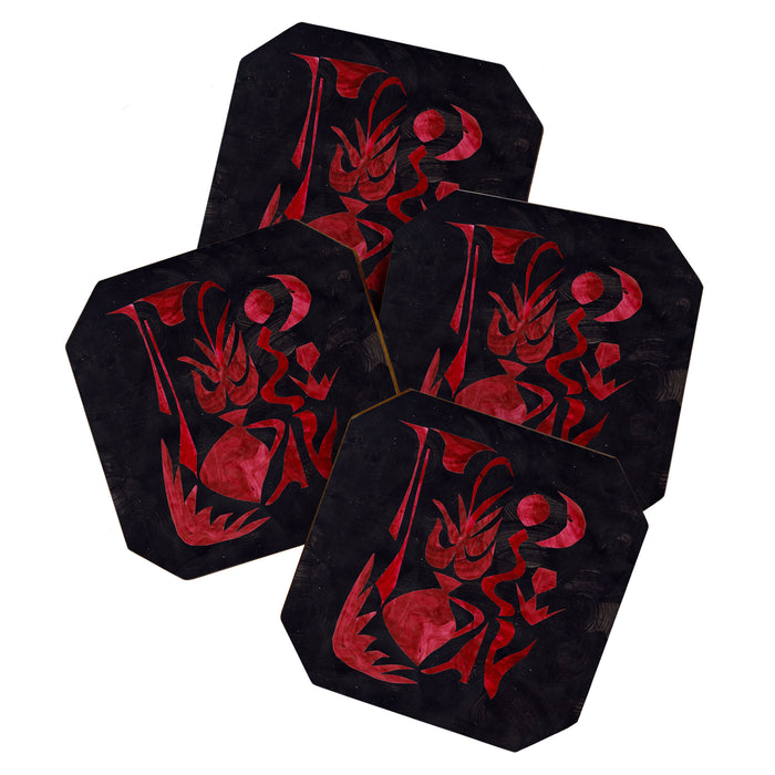 Crimson Dream In Black Coaster Gallery Image 1