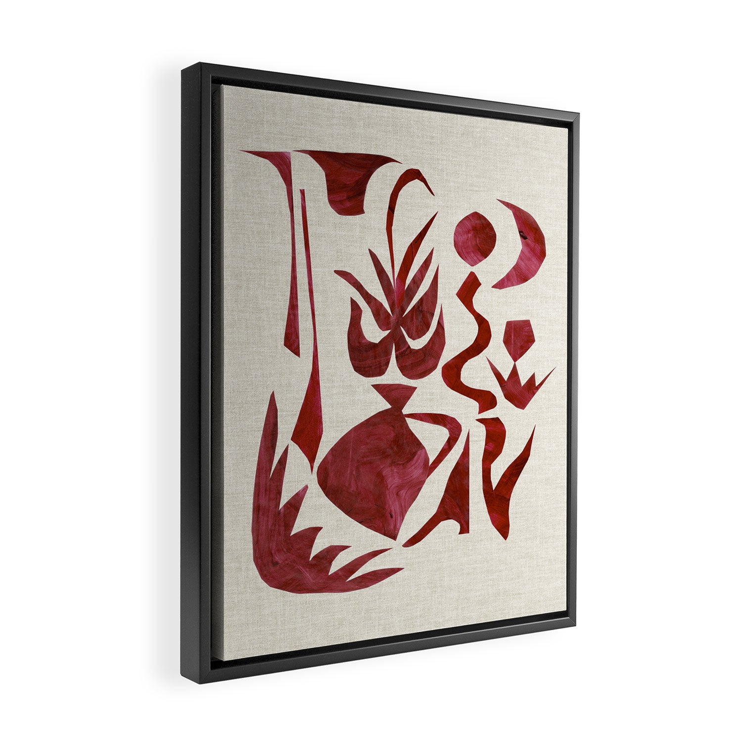 Crimson Dream In Cream Framed Canvas Print Gallery Image 2