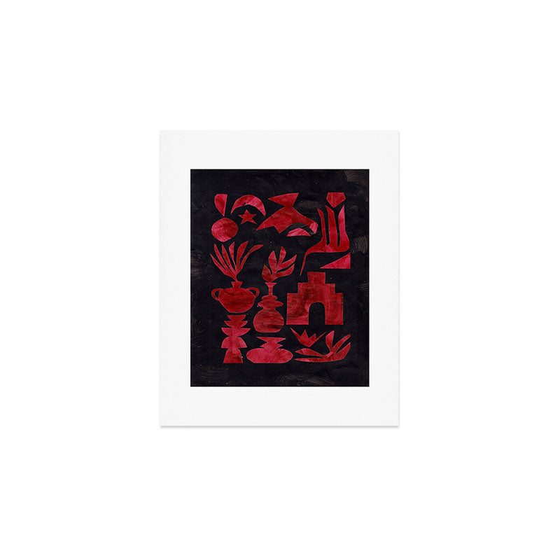 Crimson Village At Night  Art Print Gallery Image 1
