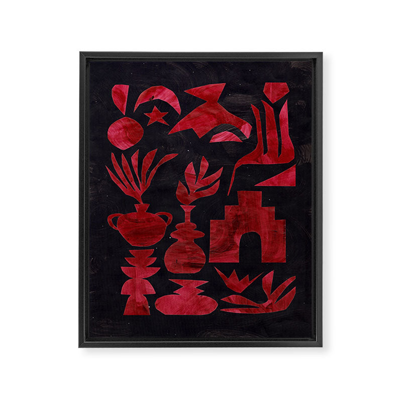 Crimson Village At Night  Framed Canvas Print Gallery Image 6