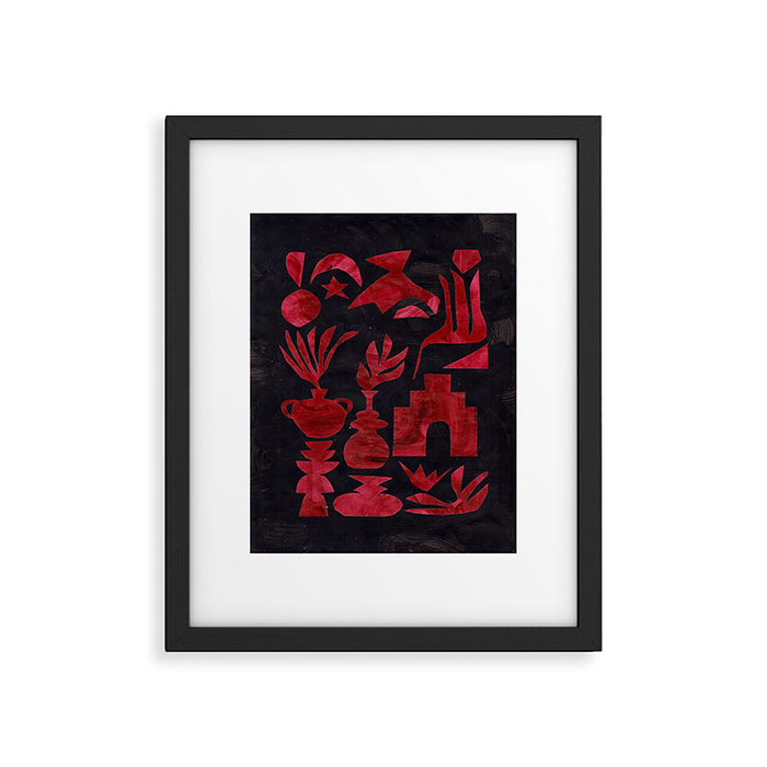 Crimson Village At Night  Framed Art Print Gallery Image 1