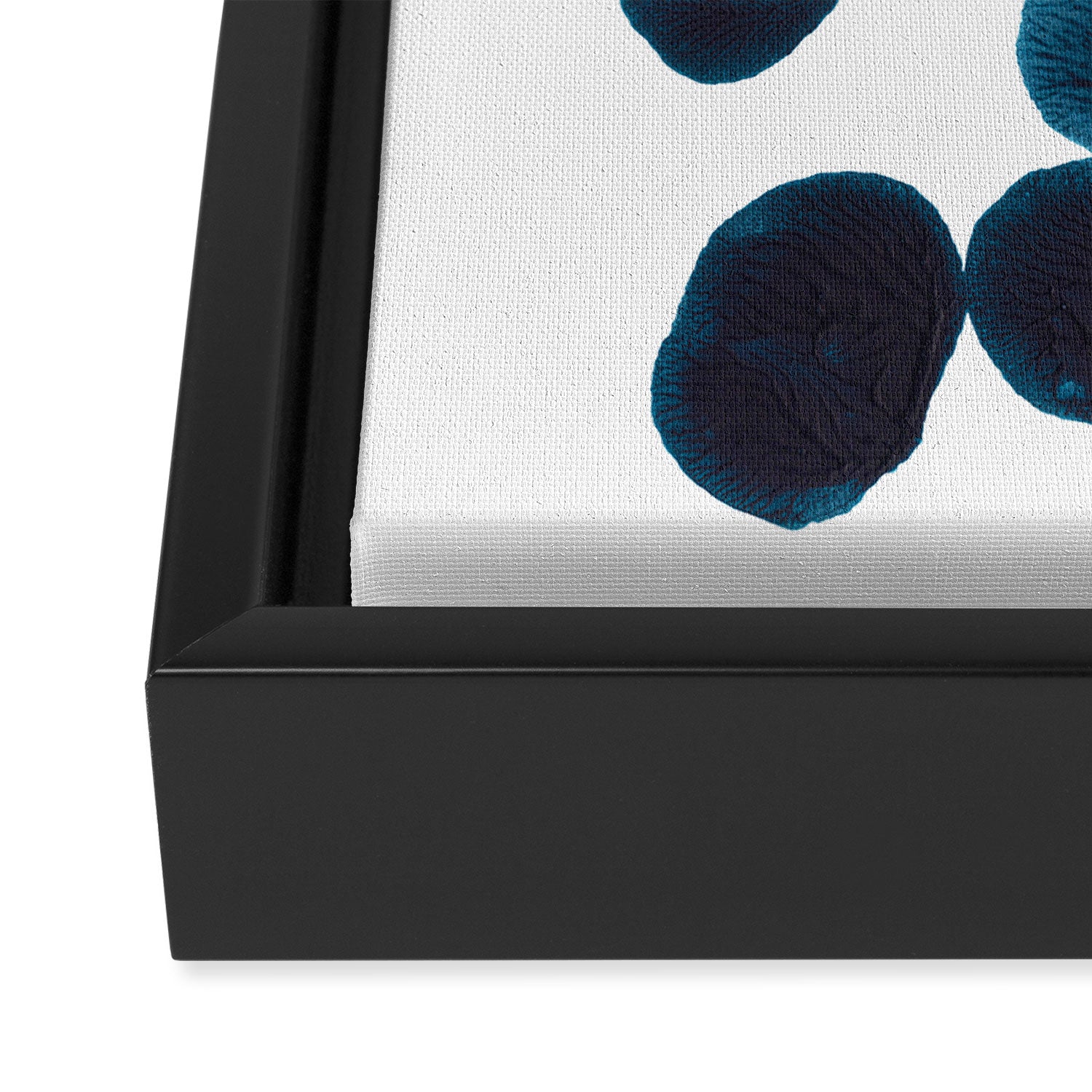 Dark Turquoise Blue Ink Blot Pattern Framed Canvas Print Gallery Image 3