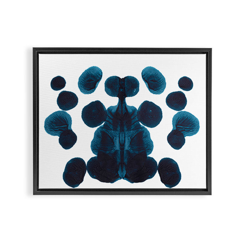 Dark Turquoise Blue Ink Blot Pattern Framed Canvas Print Gallery Image 2