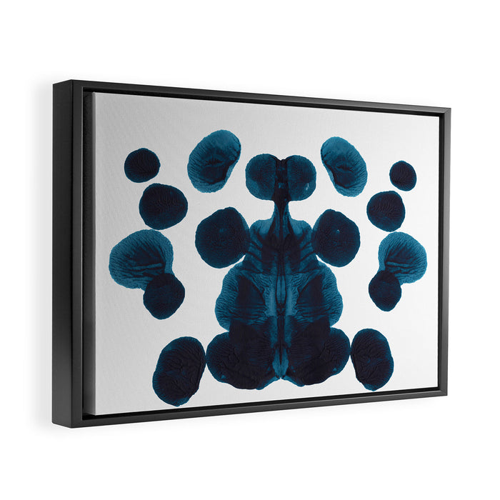 Dark Turquoise Blue Ink Blot Pattern Framed Canvas Print Gallery Image 1