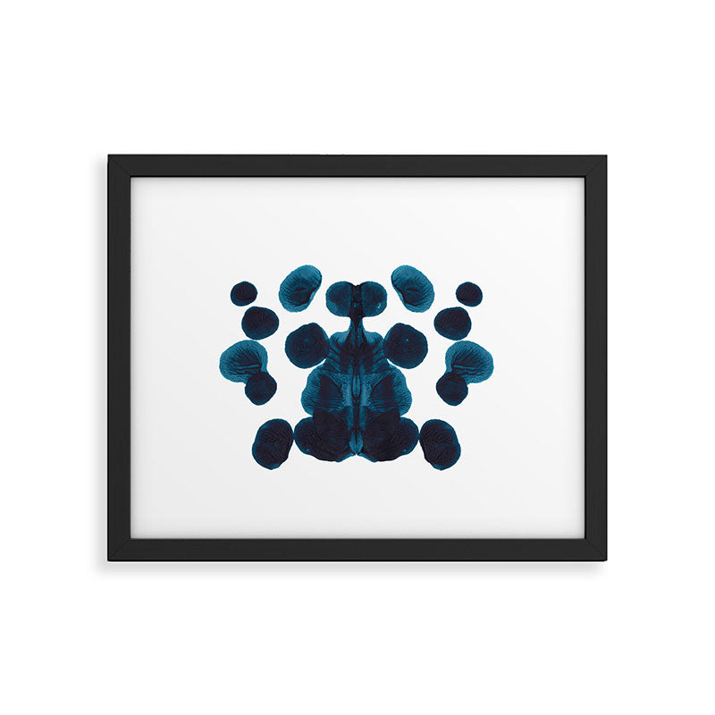 Dark Turquoise Blue Ink Blot Pattern Framed Art Print Gallery Image 5