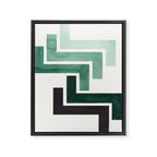 Deep Green Pattern Mid-century Modern Simple Geometric Pattern Watercolor Minimalist Art Squares Framed Canvas Print Gallery Image 6