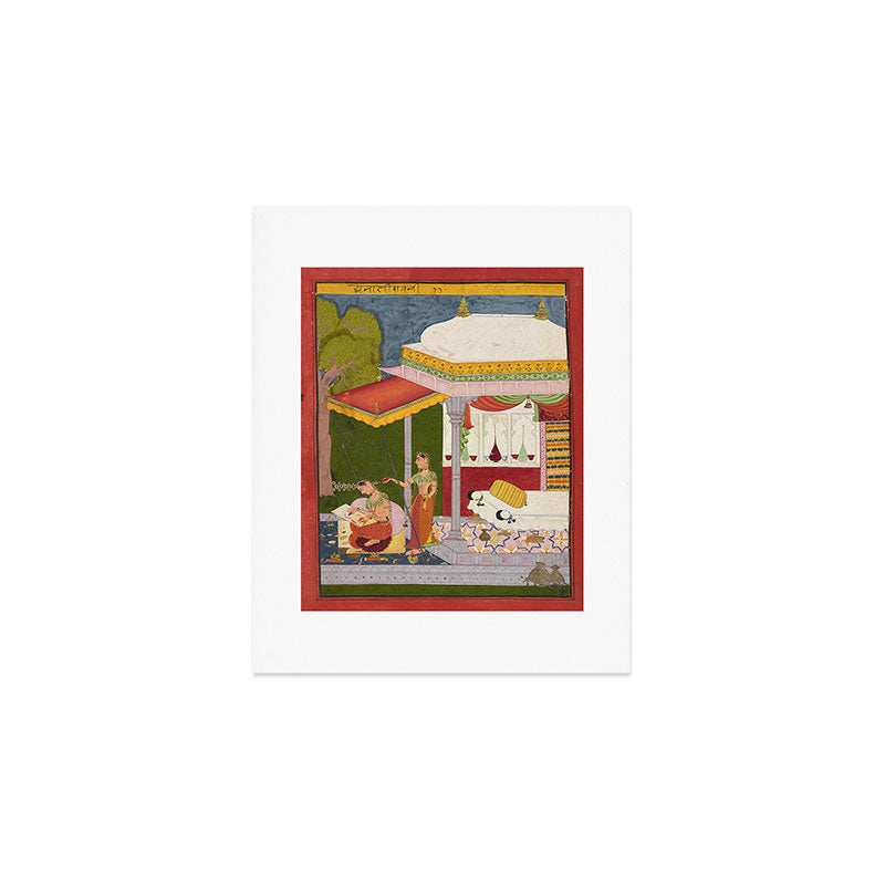 Dhanasri Ragini Antique Indian Painted Illustration Princess Pavilion Art Print Gallery Image 1