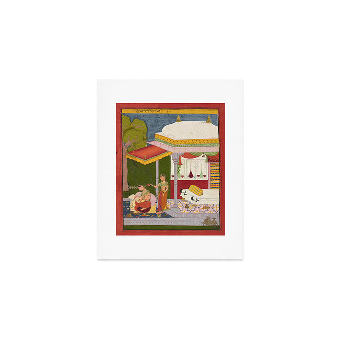 Dhanasri Ragini Antique Indian Painted Illustration Princess Pavilion Art Print Gallery Image 1