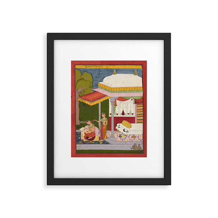 Dhanasri Ragini Antique Indian Painted Illustration Princess Pavilion Framed Art Print Gallery Image 1