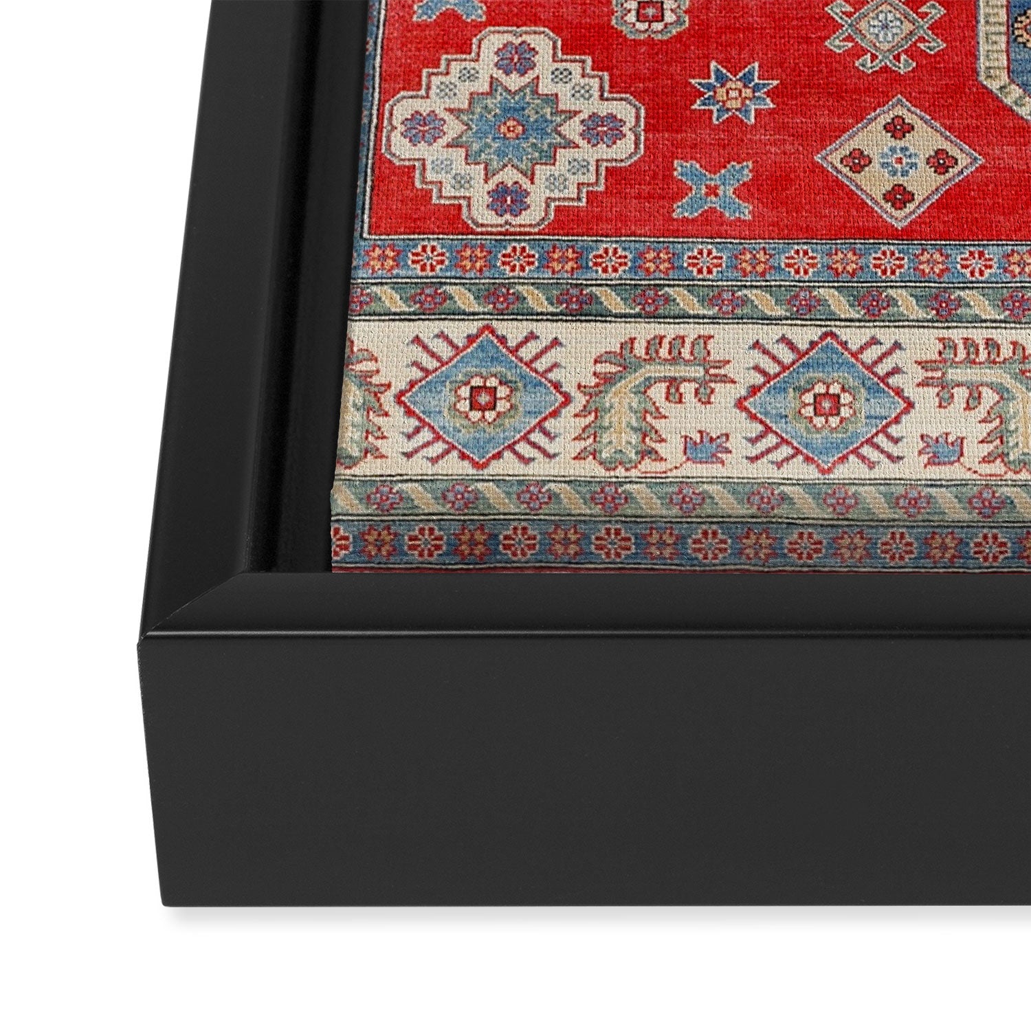 Diamond Eyes Kazak Persian Handmade Rug Framed Canvas Print Gallery Image 3