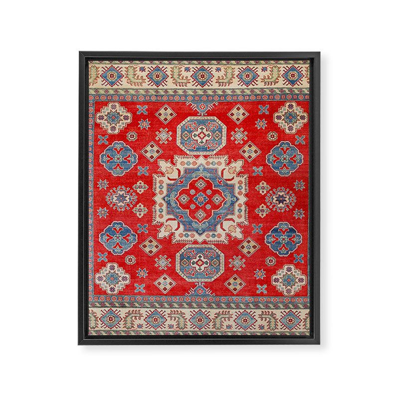 Diamond Eyes Kazak Persian Handmade Rug Framed Canvas Print Gallery Image 8