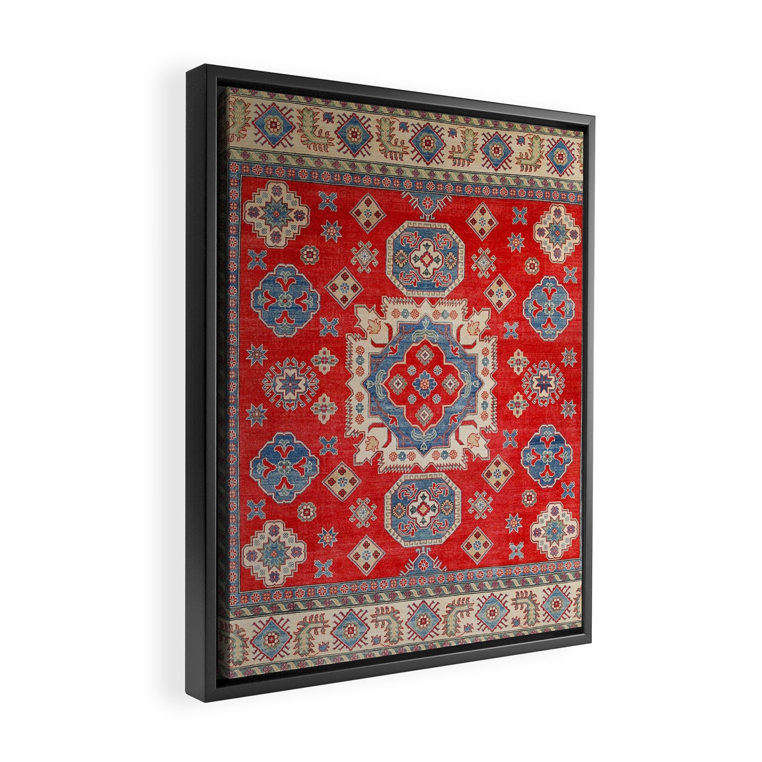 Diamond Eyes Kazak Persian Handmade Rug Framed Canvas Print Gallery Image 2