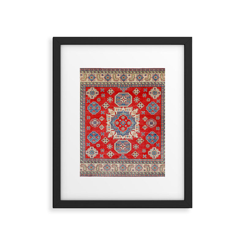 Diamond Eyes Kazak Persian Handmade Rug Framed Art Print Gallery Image 6