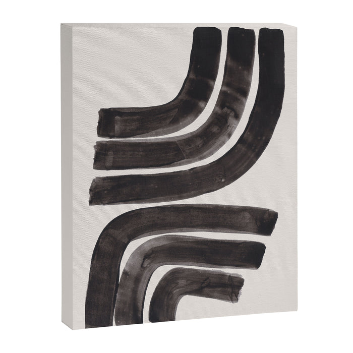 Don't Go Mid Century Modern Minimalist Black Ink Painting Funky Tribal Art Canvas Print Gallery Image 1