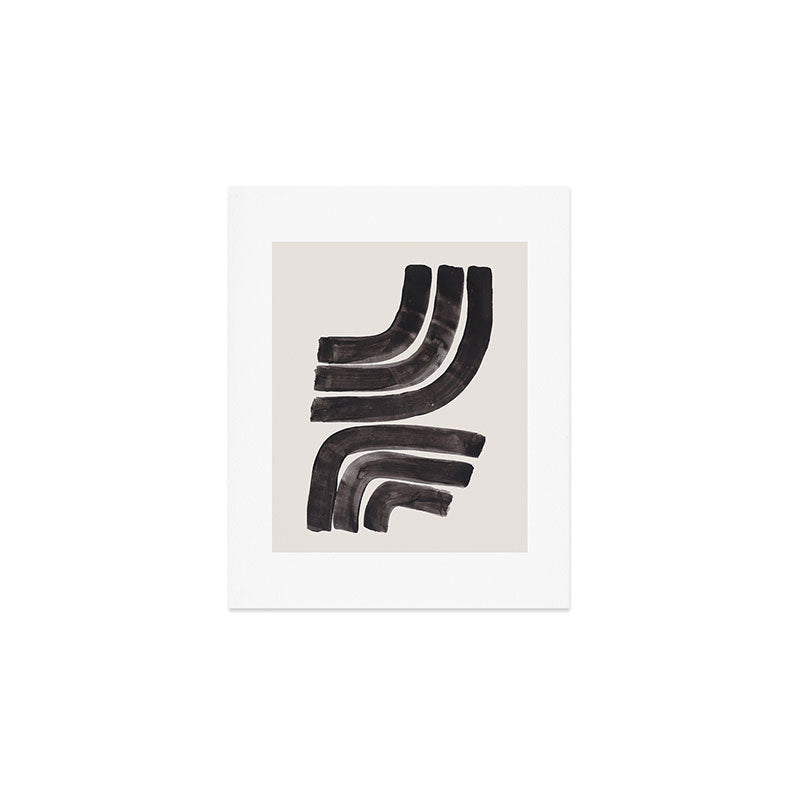 Don't Go Mid Century Modern Minimalist Black Ink Painting Funky Tribal Art Art Print Gallery Image 1