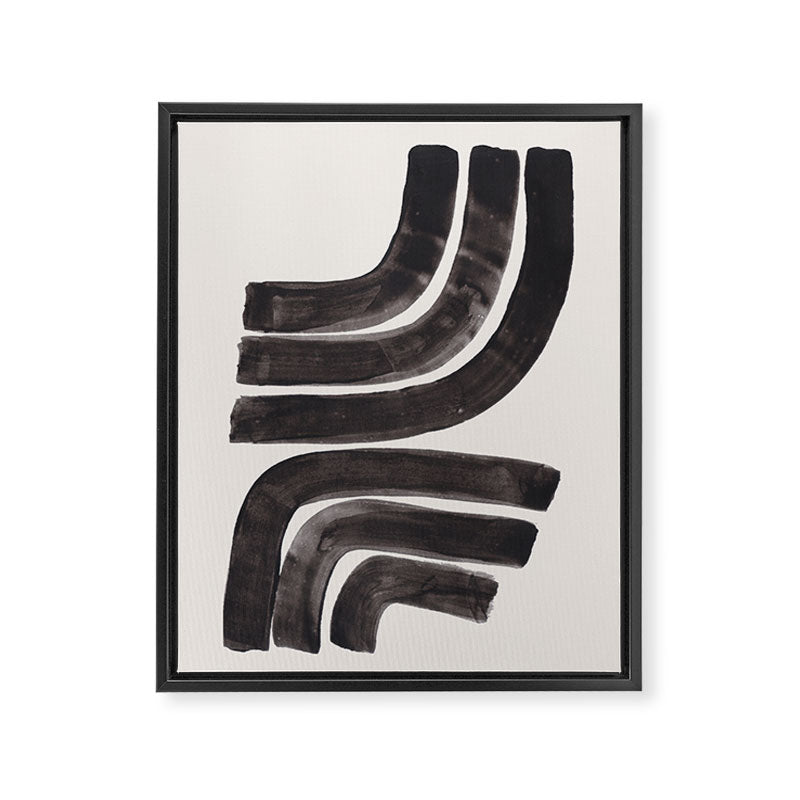 Don't Go Mid Century Modern Minimalist Black Ink Painting Funky Tribal Art Framed Canvas Print Gallery Image 6