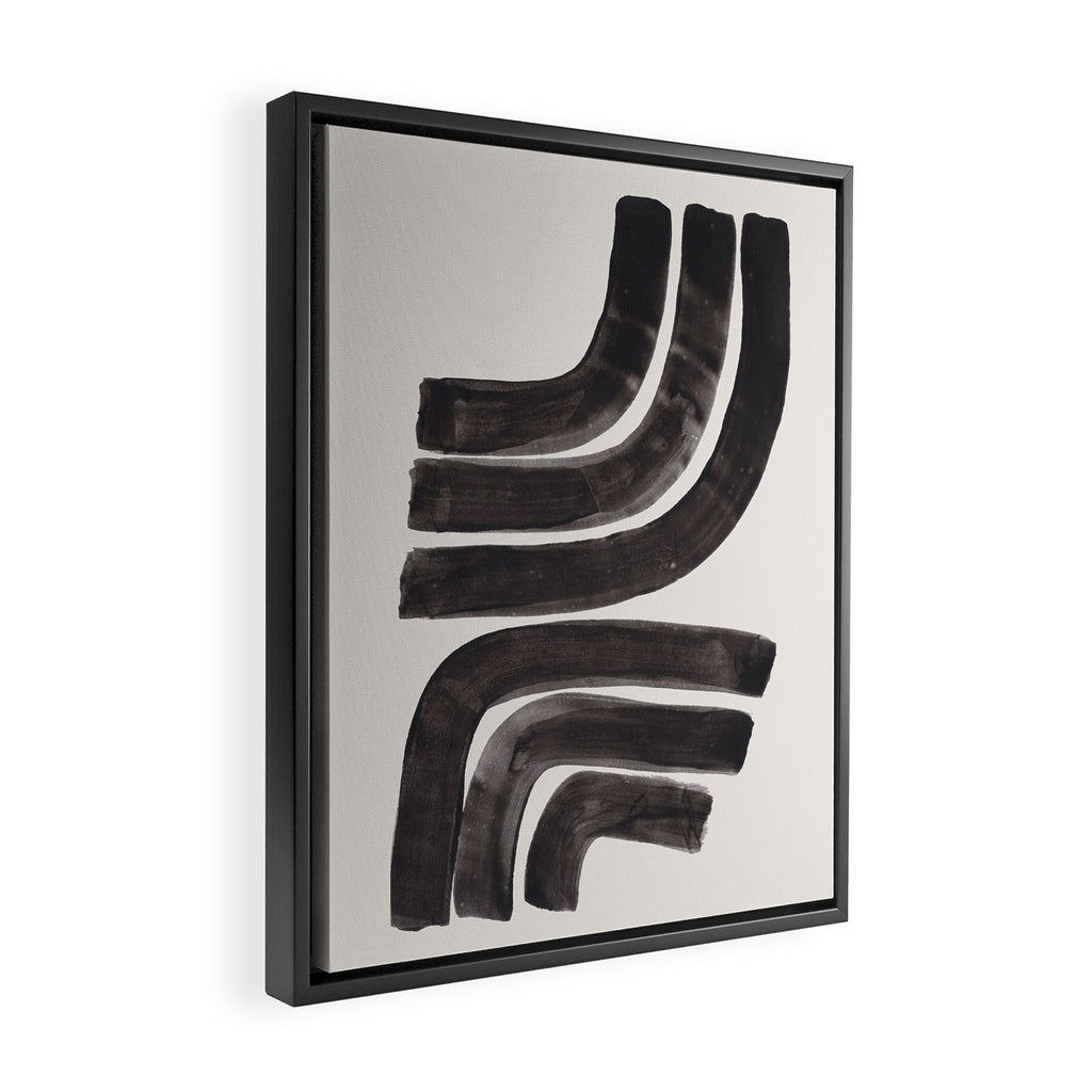 Don't Go Mid Century Modern Minimalist Black Ink Painting Funky Tribal Art Framed Canvas Print Gallery Image 2