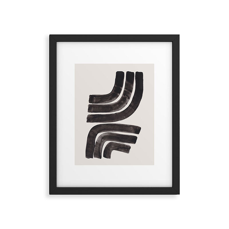 Don't Go Mid Century Modern Minimalist Black Ink Painting Funky Tribal Art Framed Art Print Gallery Image 5