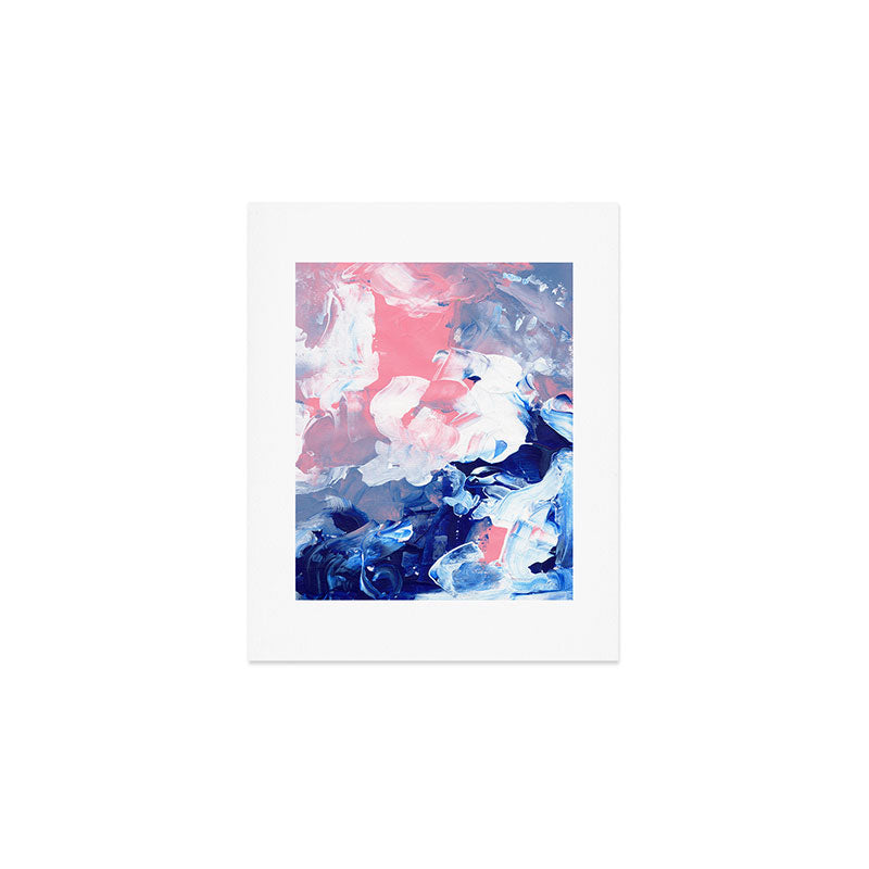 Ejaaz Haniff Abstract Acrylic Palette Knife Painting Blue Pink: 'Summer Storm' Art Print Gallery Image 1
