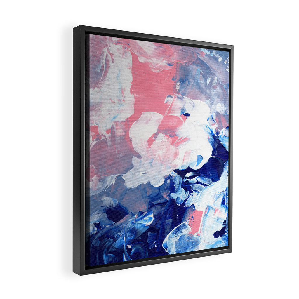 Ejaaz Haniff Abstract Acrylic Palette Knife Painting Blue Pink: 'Summer Storm' Framed Canvas Print Gallery Image 2