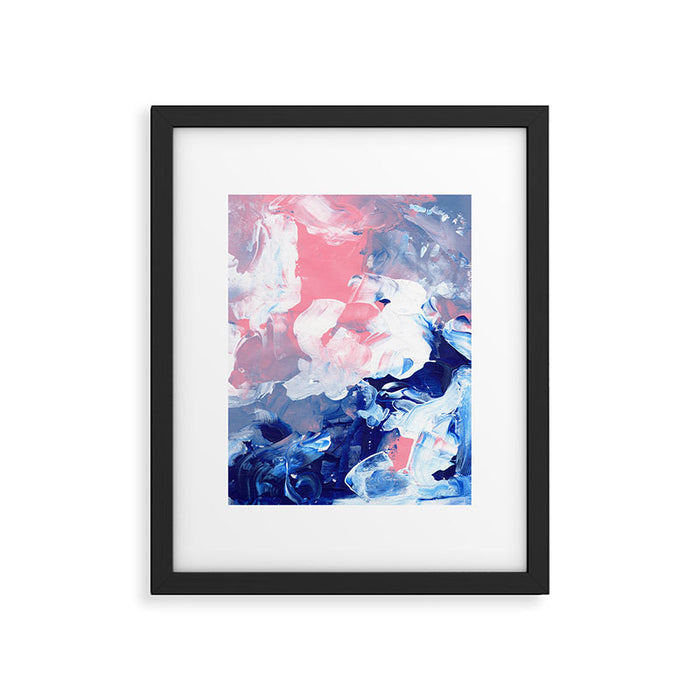 Ejaaz Haniff Abstract Acrylic Palette Knife Painting Blue Pink: 'Summer Storm' Framed Art Print Gallery Image 1