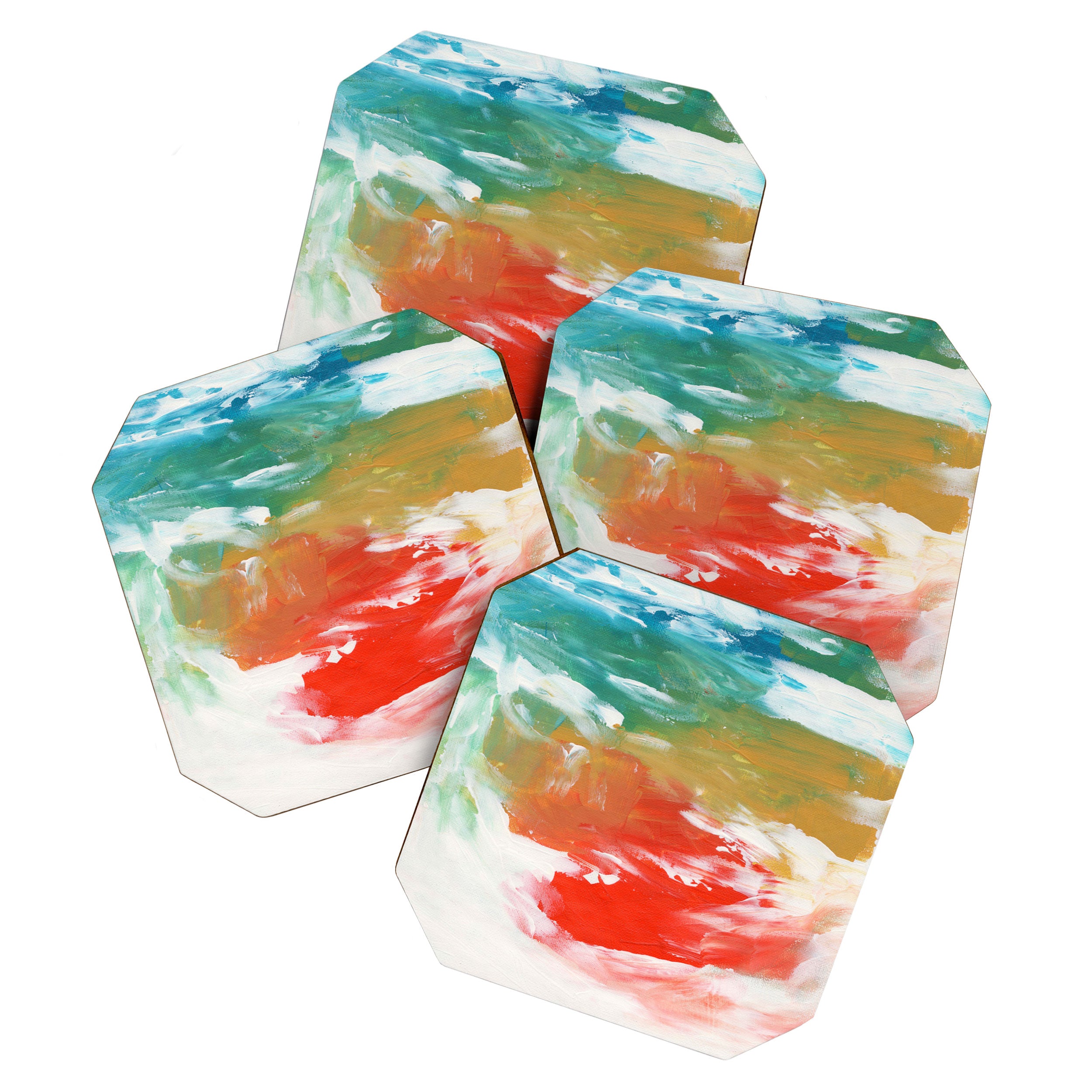 Ejaaz Haniff Colorful Abstract Acrylic Painting 'Storm In Paradise' Coaster Gallery Image 1