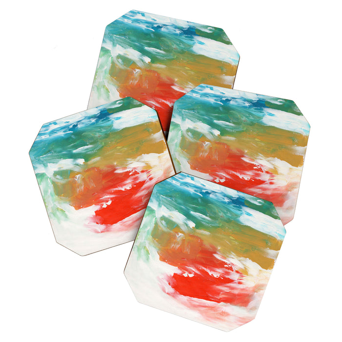Ejaaz Haniff Colorful Abstract Acrylic Painting 'Storm In Paradise' Coaster Gallery Image 1