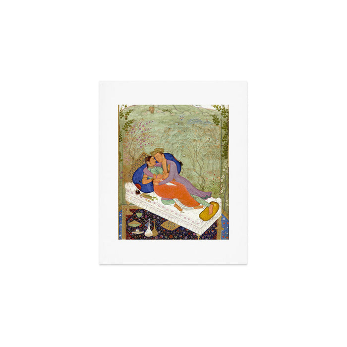 Embracing Couple Indian Painting Miniature Mughal Art Art Print Gallery Image 1