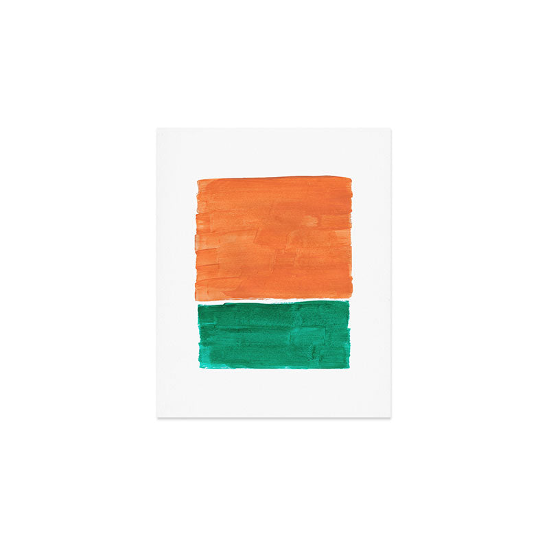 Emerald Green Tan Rothko Inspired Colourfield Squares Minimal Minimalist Mid Century Style by Ejaaz Haniff Art Print Gallery Image 1