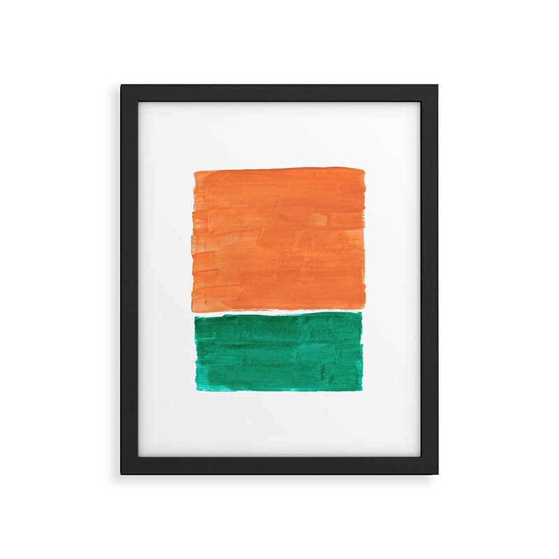 Emerald Green Tan Rothko Inspired Colourfield Squares Minimal Minimalist Mid Century Style by Ejaaz Haniff Framed Art Print Gallery Image 5