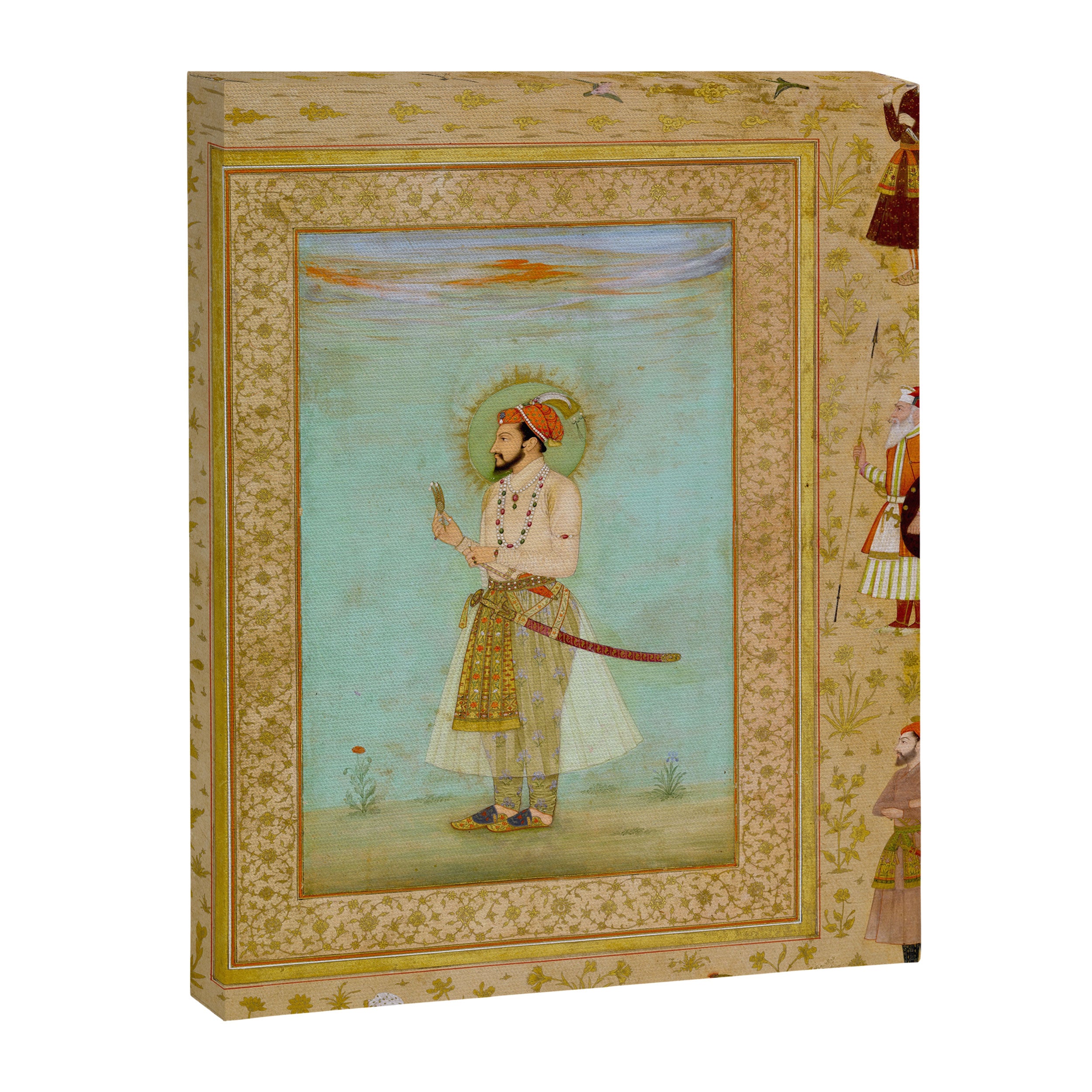 Emperor Shah Jahan Antique Indian Miniature Painted Illustration Canvas Print Gallery Image 6