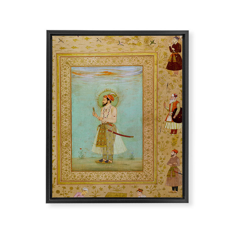 Emperor Shah Jahan Antique Indian Miniature Painted Illustration Framed Canvas Print Gallery Image 6