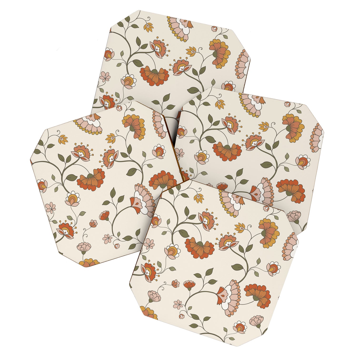 Exotic Orange Chinoiserie Coaster Gallery Image 1