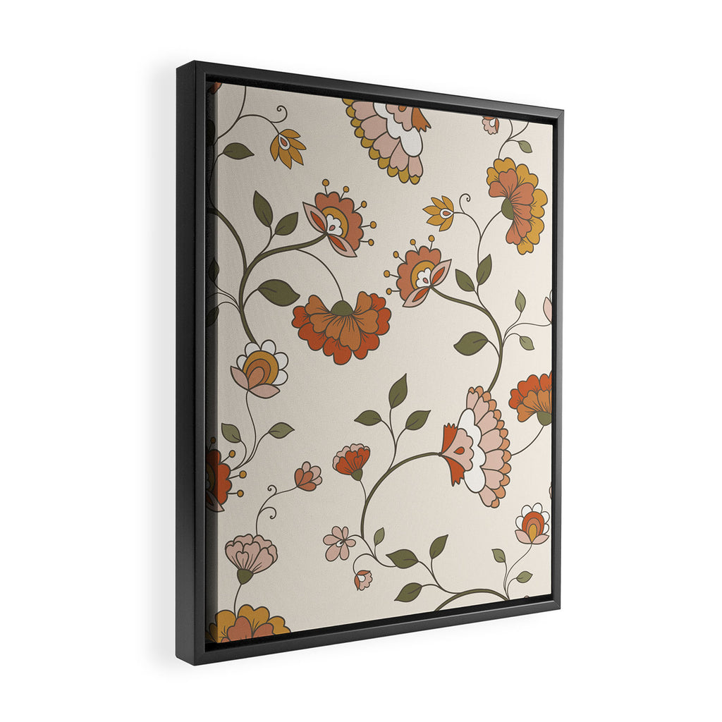 Exotic Orange Chinoiserie Framed Canvas Print Gallery Image 2