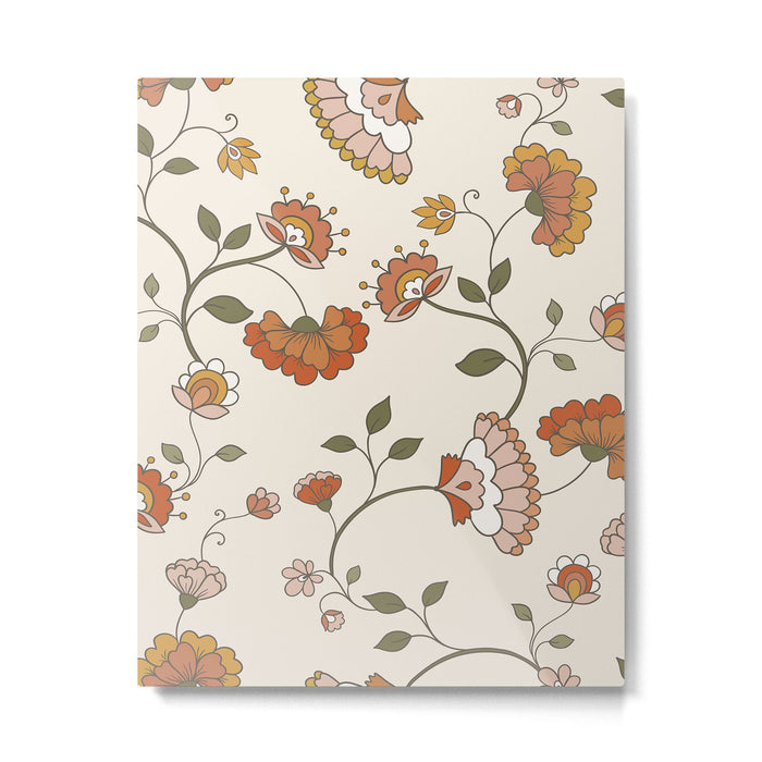 Exotic Orange Chinoiserie Metal Print Gallery Image 1