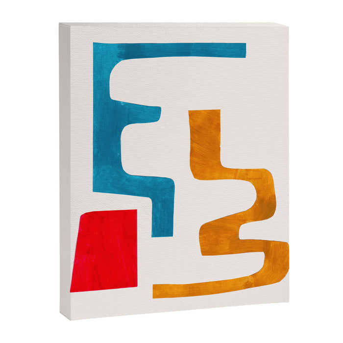 'Falling Down' Paper Collage Fun Colorful Shapes Mid Century Minimal Abstract Art by Ejaaz Haniff Canvas Print Gallery Image 1