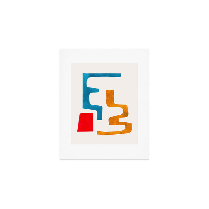 'Falling Down' Paper Collage Fun Colorful Shapes Mid Century Minimal Abstract Art by Ejaaz Haniff Art Print Gallery Image 1